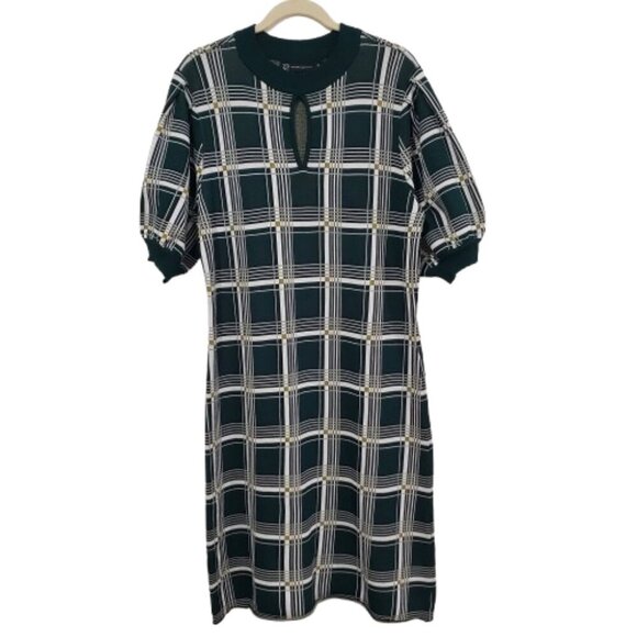 NYC New York & Company Plaid Dress Size XL Green Academia Preppy Collegiate 90s - Picture 2 of 16